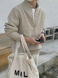 Standing Collar Lazy Style High Necked Sweater Jacket For Men