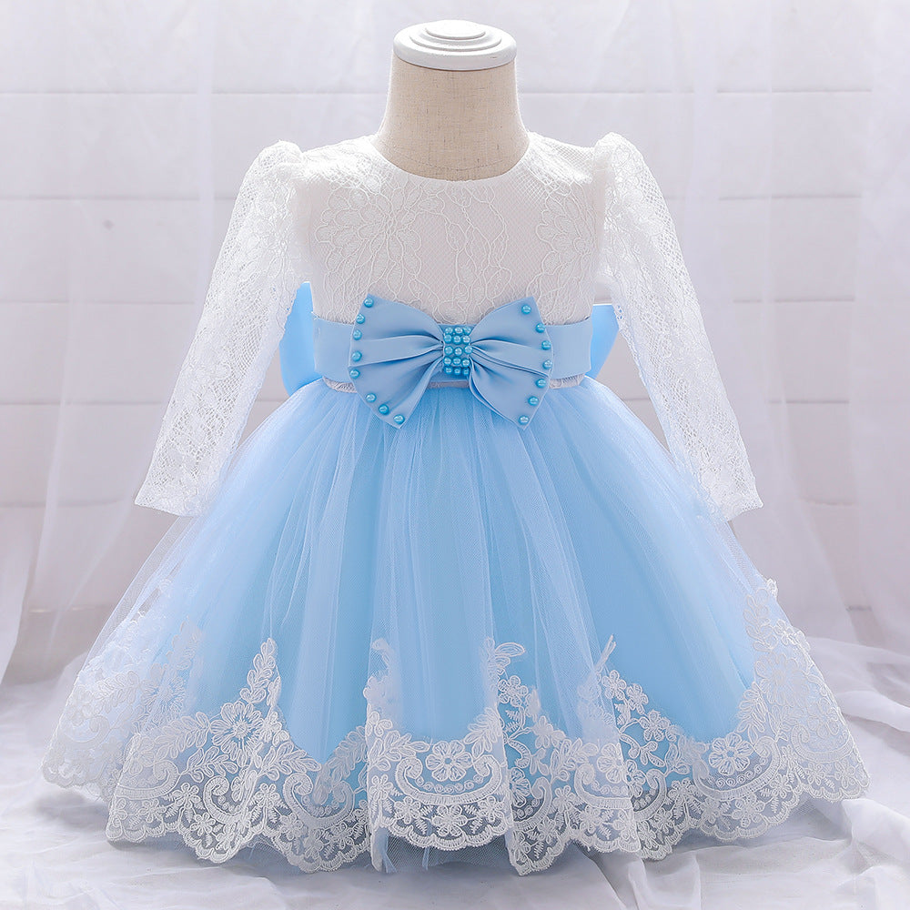 Long-Sleeved Lace Stitching And Washing Gown