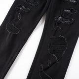 Broken Three Headed Snake Embroidery Patchwork Jeans For Men