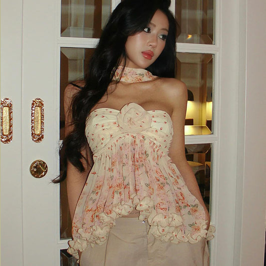 Women's Floral Chiffon Top Tube Loose Vest