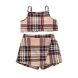Check Sling Crop Top Shorts Girls Outfit