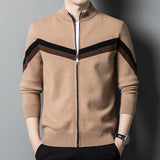Autumn And Winter Sweater Men's Stand Collar Contrast Color - Almoni Express