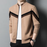 Autumn And Winter Sweater Men's Stand Collar Contrast Color - Almoni Express