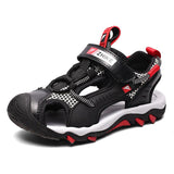 Black Boys Sandals Baotou Colorblock Soft Sole Beach Shoes - Almoni Express