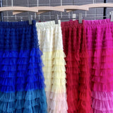 Cake Dress High Waist Contrast-color Ruffled Stitching - AL MONI EXPRESS