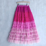 Cake Dress High Waist Contrast-color Ruffled Stitching - AL MONI EXPRESS