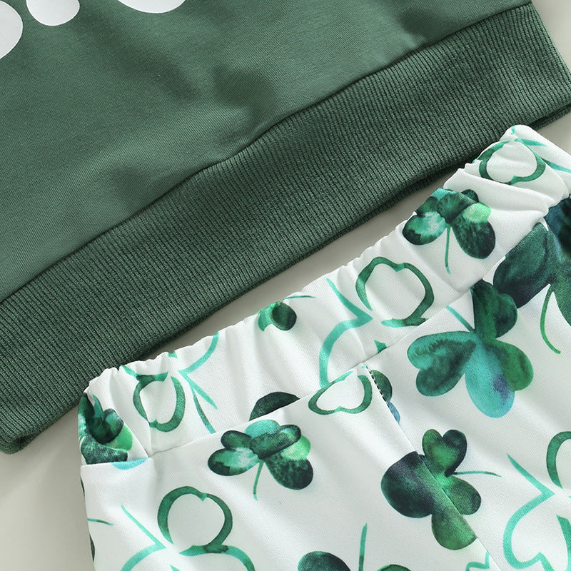 Girls' Letter Long-sleeved Sweater Clover