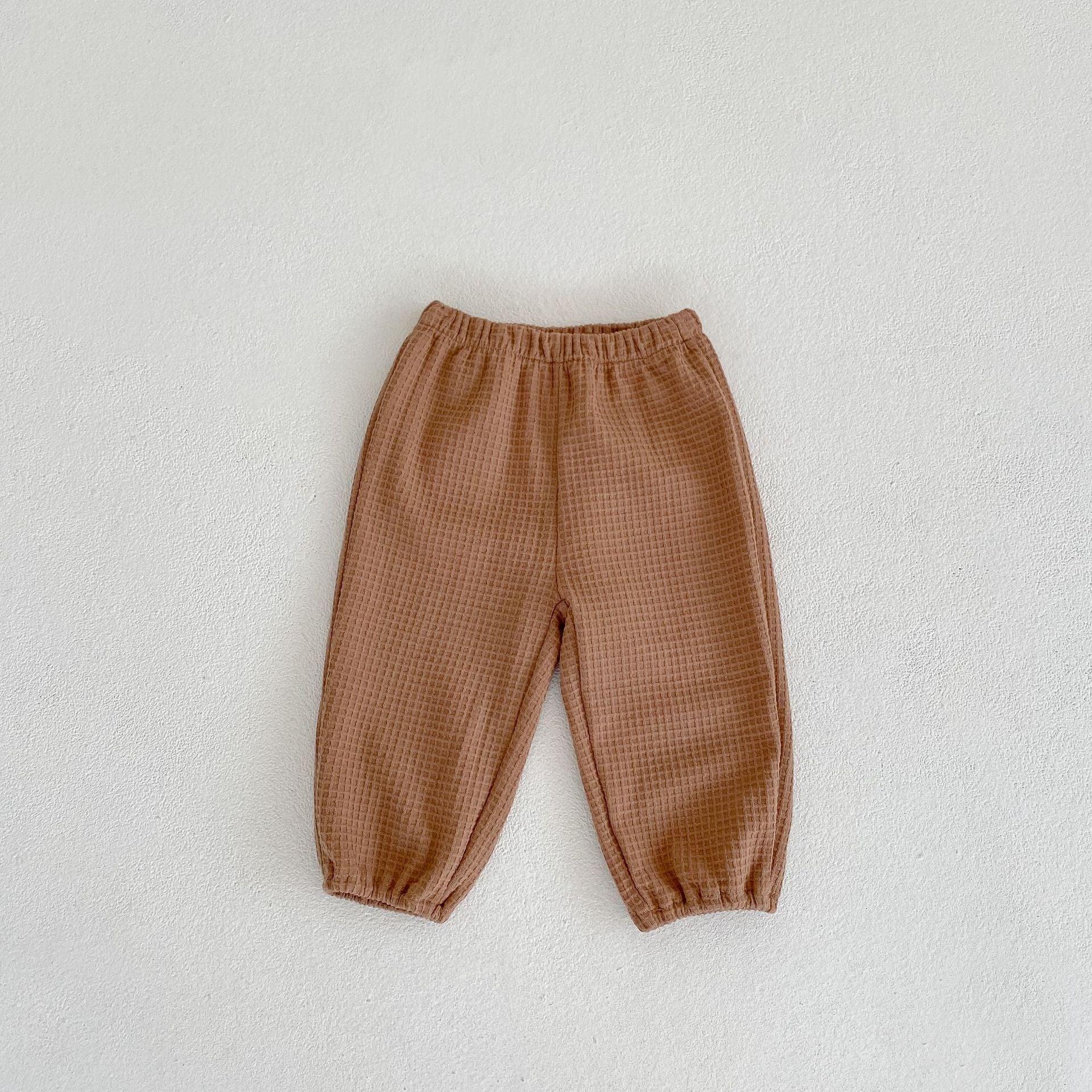 Children's Waffle All-match Loose-fitting Trousers - Almoni Express