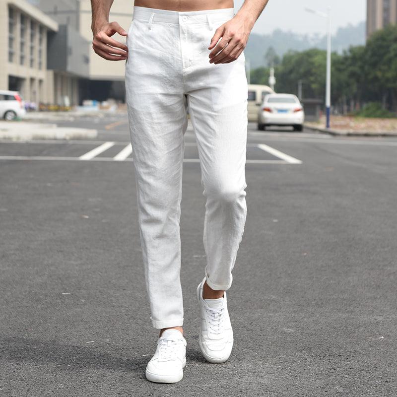 Cotton and linen breathable pants man - Almoni Express