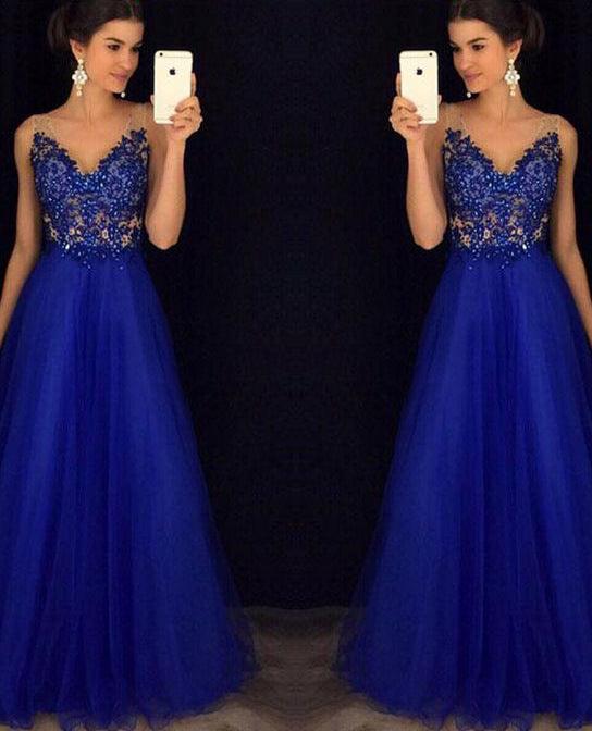 Dress Backless Beaded Ball Elegant Long Dress Blue Chiffon Dress Spot - Almoni Express