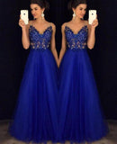 Dress Backless Beaded Ball Elegant Long Dress Blue Chiffon Dress Spot - Almoni Express