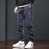 Fleece Lined Padded Warm Keeping Track Sweatpants Loose Casual Pants - Almoni Express