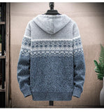 Hooded Cardigan Knitted Thick Plus Fleece Sweater Men - Almoni Express