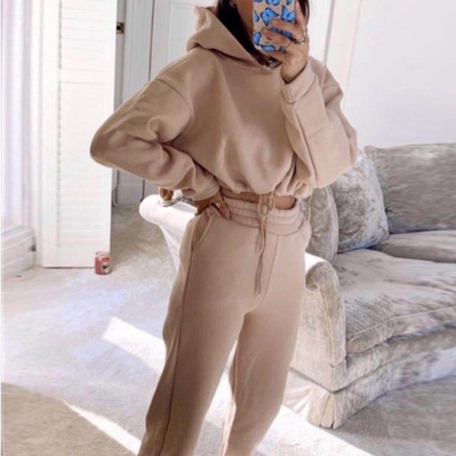 Jogging Suits For Women 2 Piece Sweatsuits Tracksuits Sexy Long Sleeve HoodieCasual Fitness Sportswear - AL MONI EXPRESS