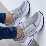 Lace Up Sneakers Women Wedge Heel Running Sports Shoes - AL MONI EXPRESS