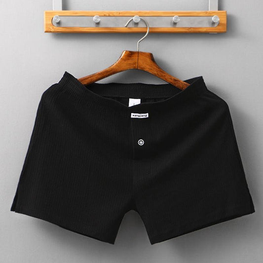 Men's Home Cotton Breathable Comfortable Sports Shorts Solid Color Vertical Pattern Large Size Men's Underwear - Almoni Express