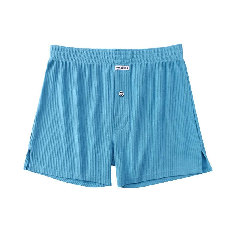 Men's Home Cotton Breathable Comfortable Sports Shorts Solid Color Vertical Pattern Large Size Men's Underwear - Almoni Express