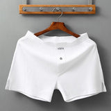 Men's Home Cotton Breathable Comfortable Sports Shorts Solid Color Vertical Pattern Large Size Men's Underwear - Almoni Express