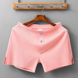 Men's Home Cotton Breathable Comfortable Sports Shorts Solid Color Vertical Pattern Large Size Men's Underwear - Almoni Express