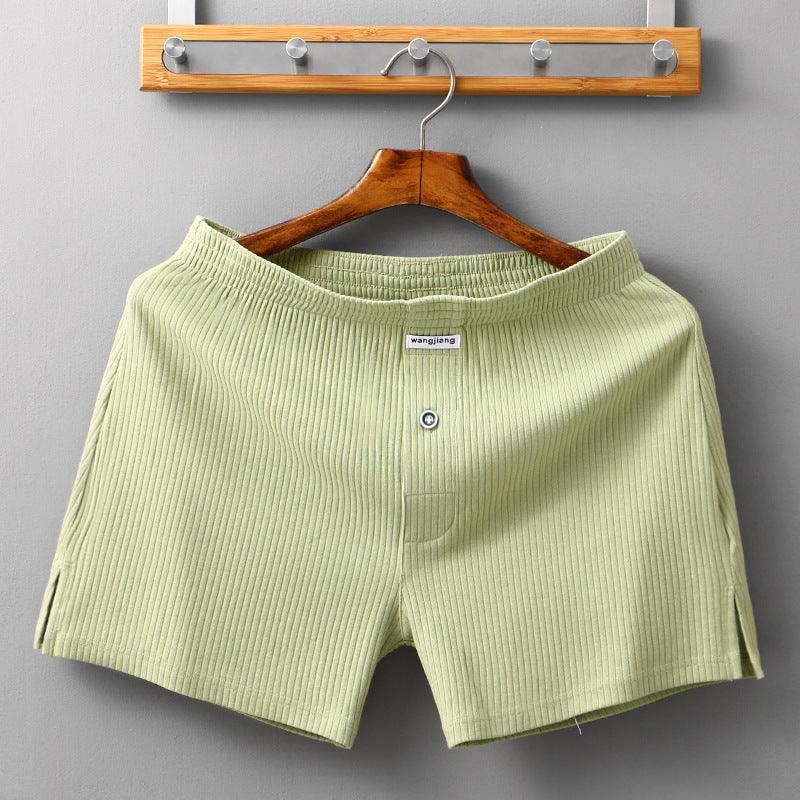 Men's Home Cotton Breathable Comfortable Sports Shorts Solid Color Vertical Pattern Large Size Men's Underwear - Almoni Express