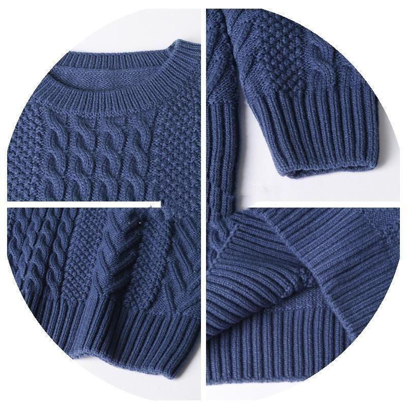 Men's Knitting Thick Yarn Fried Dough Twists Sweater - Almoni Express