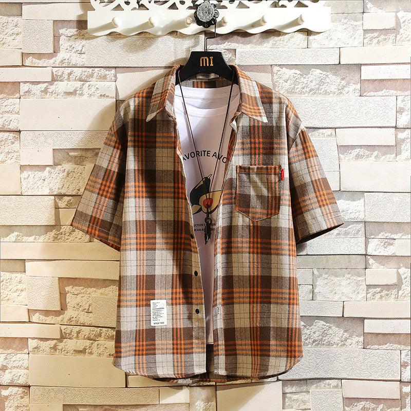 Men's Plus Size Casual Short-sleeved Plaid Shirt - AL MONI EXPRESS