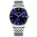 Silver with blue face