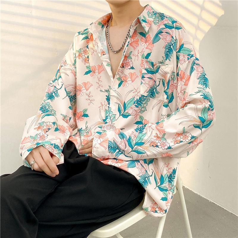 Mens Temperament Fashion Casual Printed Shirt - Almoni Express