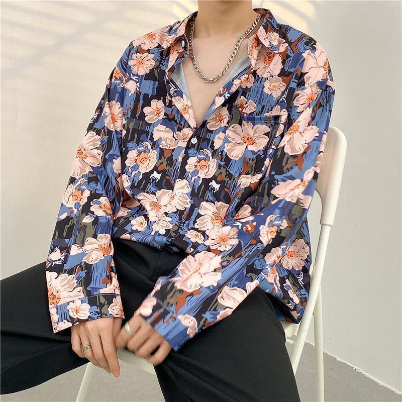 Mens Temperament Fashion Casual Printed Shirt - Almoni Express