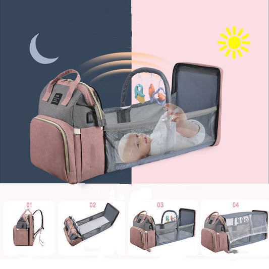 New Mummy Baby Crib Backpack Large Capacity Out Milk Insulated Bag Women - Almoni Express