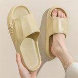 New Solid Striped Peep-toe Home Slippers Women Men House Shoes Non-slip Floor Bathroom Slippers For Couple - AL MONI EXPRESS