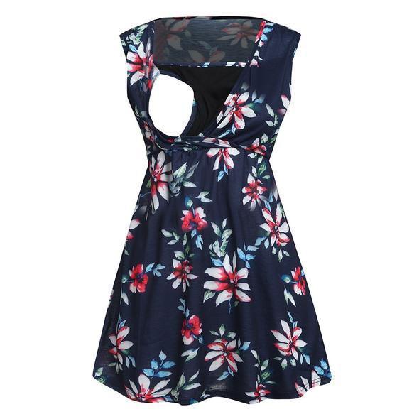 Pregnant Women Floral Printed Vest Maternity - Almoni Express