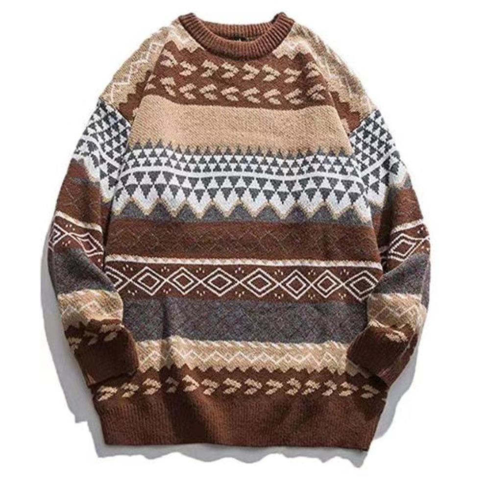 Printing And Dyeing Pullover Sweater Women Loose Retro National Trend - Almoni Express