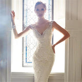 Sexy Halter Brigade Shooting Seaside Beach Location Mermaid Tail Light Wedding Dress - Almoni Express