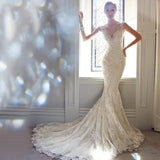 Sexy Halter Brigade Shooting Seaside Beach Location Mermaid Tail Light Wedding Dress - Almoni Express