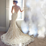 Sexy Halter Brigade Shooting Seaside Beach Location Mermaid Tail Light Wedding Dress - Almoni Express