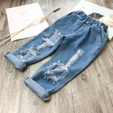 Small And Medium-sized Children's Ripped Loose Jeans - Almoni Express
