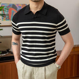 Striped Slim Short Sleeve Retro Casual Commuting - AL MONI EXPRESS