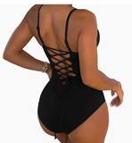 Summer Bikini Backless String Large Size Sexy Solid Color Triangle One-piece Swimsuit Womens Clothing - AL MONI EXPRESS