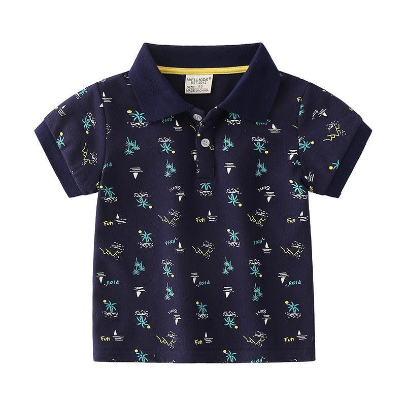 Summer Boys' Cotton Short-sleeved Polo Shirt - Almoni Express
