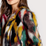 Winter Color Fur Coats Women Elegant Fur Coats Colorful Faux Fur Coat Brand Fashion Long Sleeve Collarless Casual Woman Fur Coat - Almoni Express