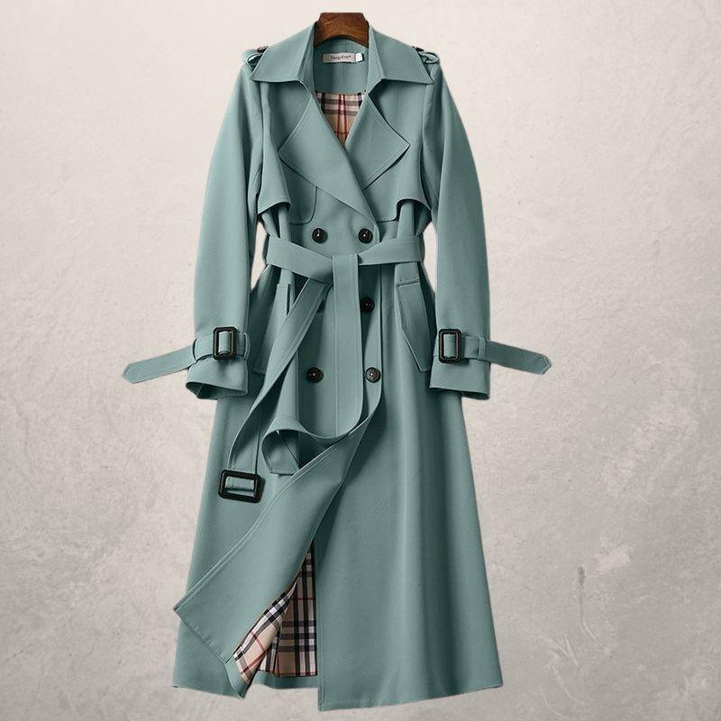 Women's Mid-length Trench Coat Autumn Long Windbreaker - AL MONI EXPRESS
