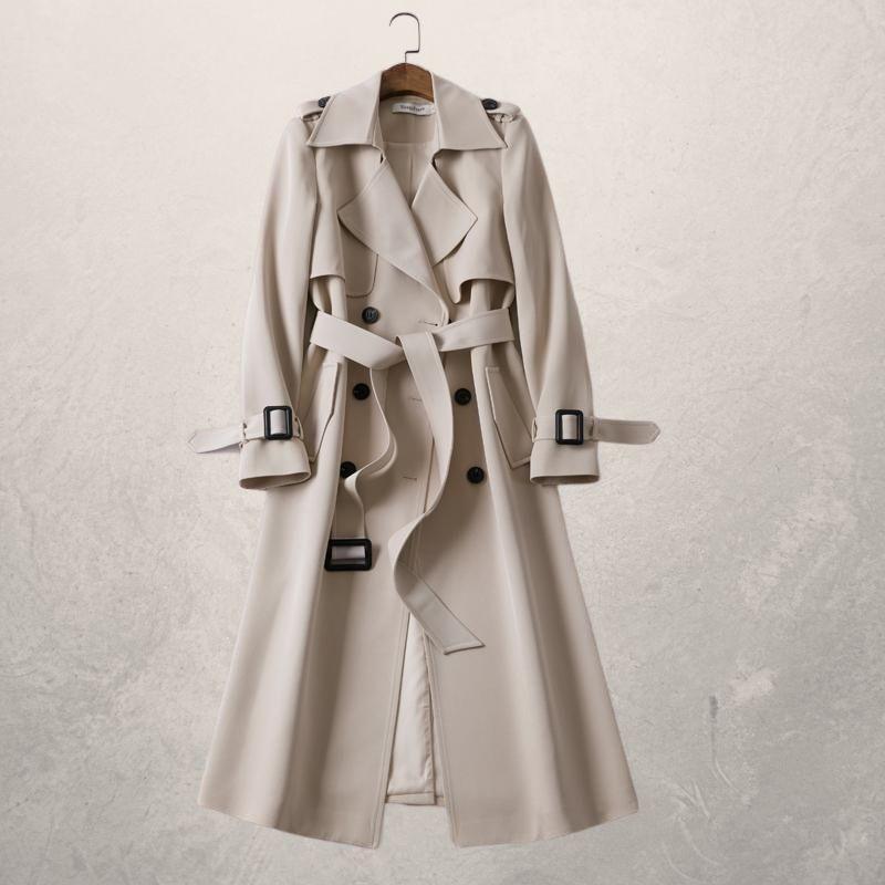 Women's Mid-length Trench Coat Autumn Long Windbreaker - AL MONI EXPRESS