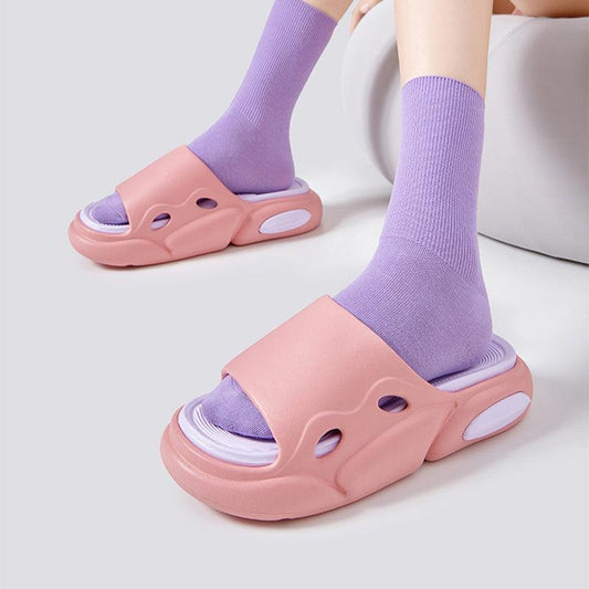 Women's Two-color Slippers For Couple Thick-soled Indoor Floor House Shoes Summer Outdoor Leisure Beach Shoes Women Men - AL MONI EXPRESS