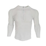Zipper Neck Fitness Shirts Men Black Long Sleeve GYM Sport Tshirt - AL MONI EXPRESS