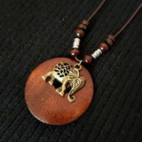 Retro Ethnic Style Beaded Wood Chip Hollowed Out Necklace - AL MONI EXPRESS