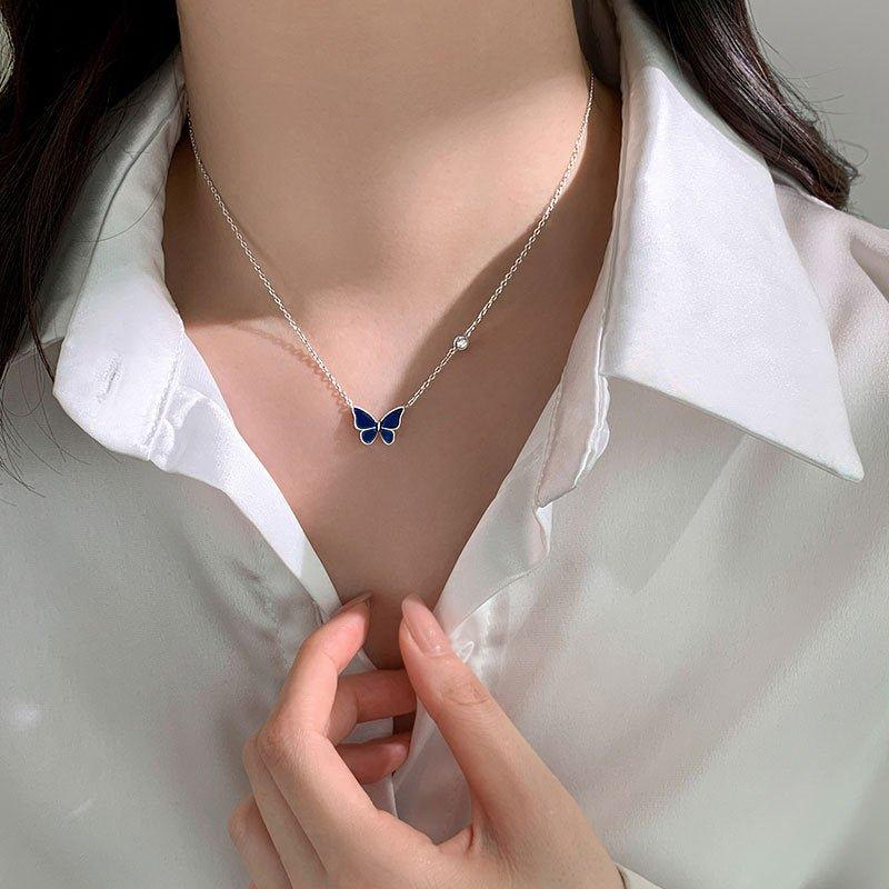 S925 Sliver Color-changed Butterfly Necklace Fashion Novelty Jewelry - AL MONI EXPRESS