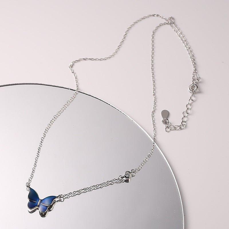 S925 Sliver Color-changed Butterfly Necklace Fashion Novelty Jewelry - AL MONI EXPRESS